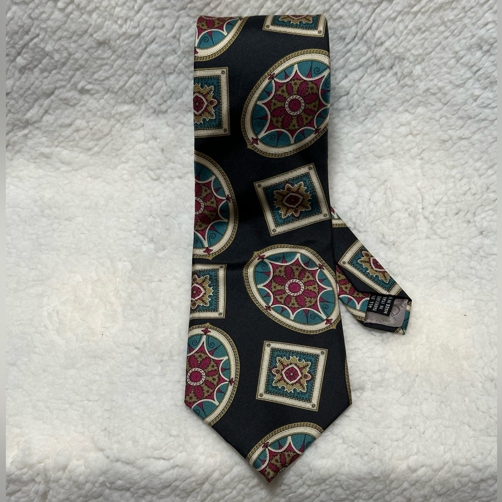 Christian Dior Monsieur Men’s Neck Tie 100% Silk Black w/Print 58.5 X 3.75”